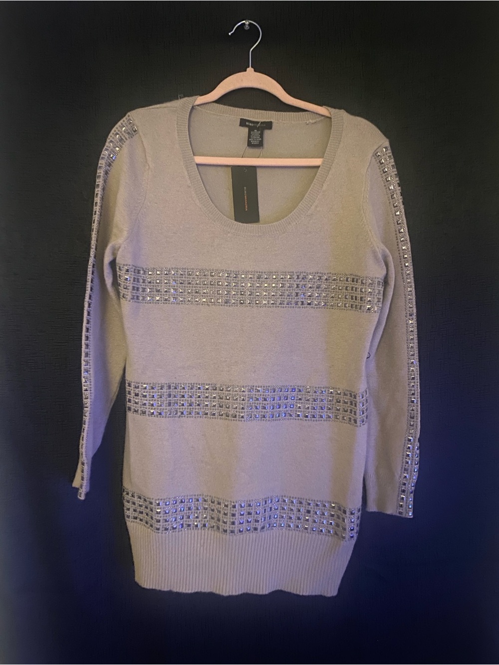 BCBG - NWT Embellished Crewneck Sweater - Taupe